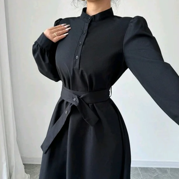 Women Elegant Casual Fashion Commuter Long Sleeve Stand Collar Half-Zip Cinched - Picture 2 of 3